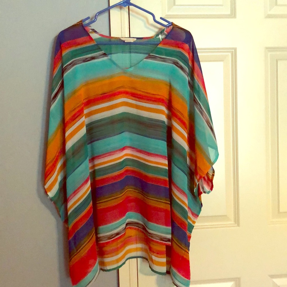 Sheer multicolored poncho